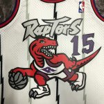 Maillot de Basket #15 Carter Raptors Vintage Blanc Imprimé